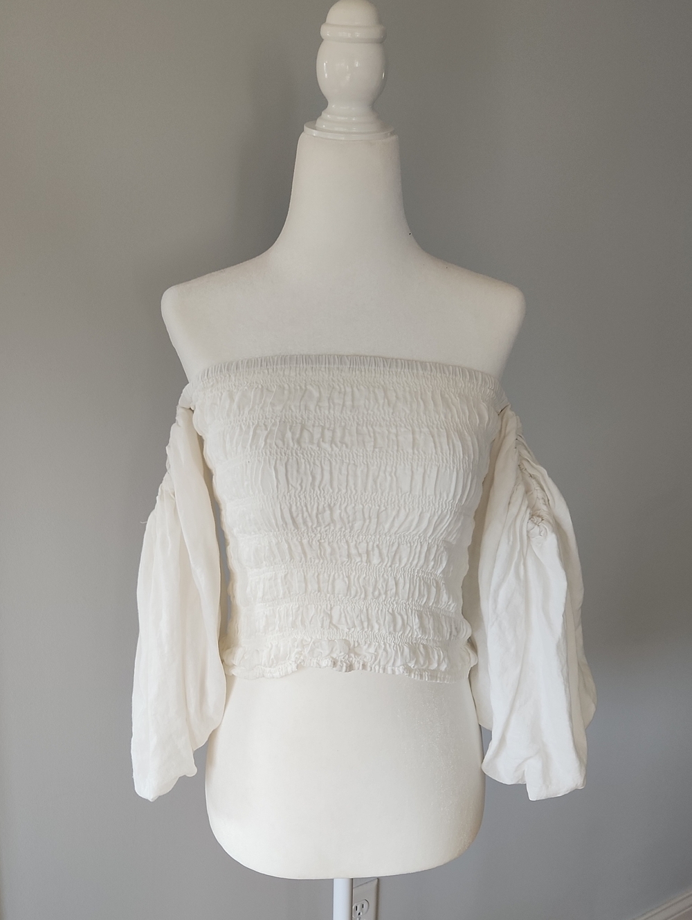 YFB Off-Shoulder White Smocked Peasant Top